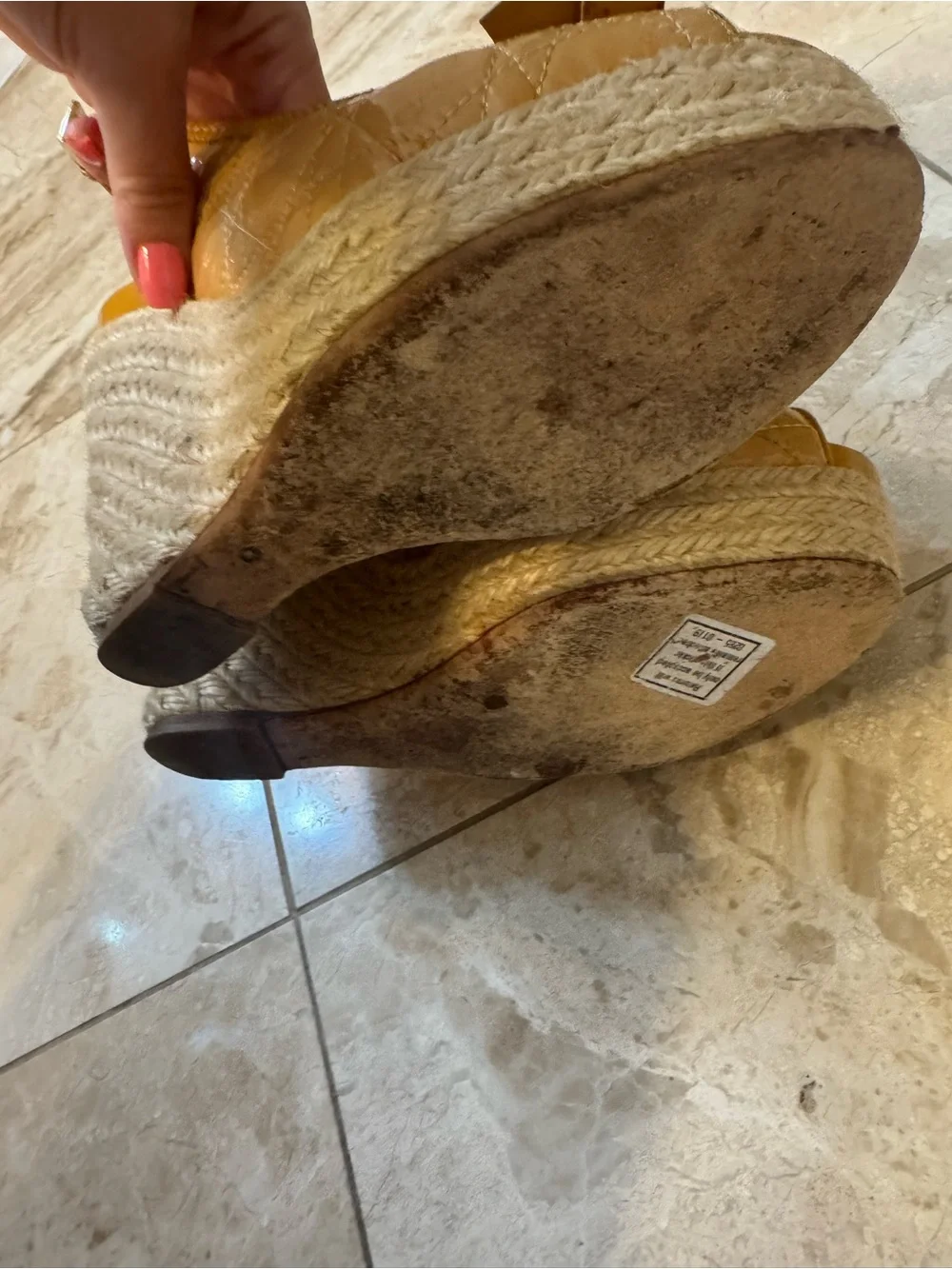 Vintage Christian Dior Mustard Yellow Peep-Toe Espadrille Wedges with Bow